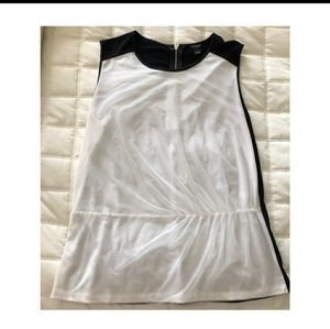 Ann Taylor peplum black and white blouse, L